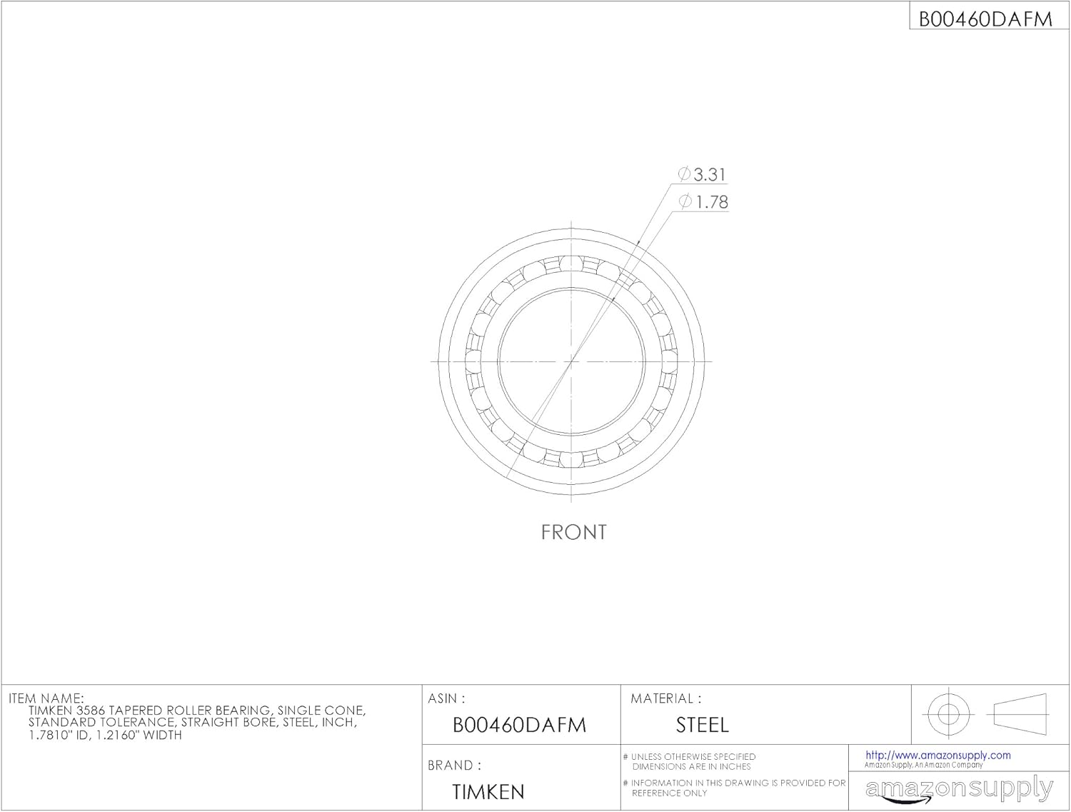 Timken Tapered Roller Bearing Cone - 3586