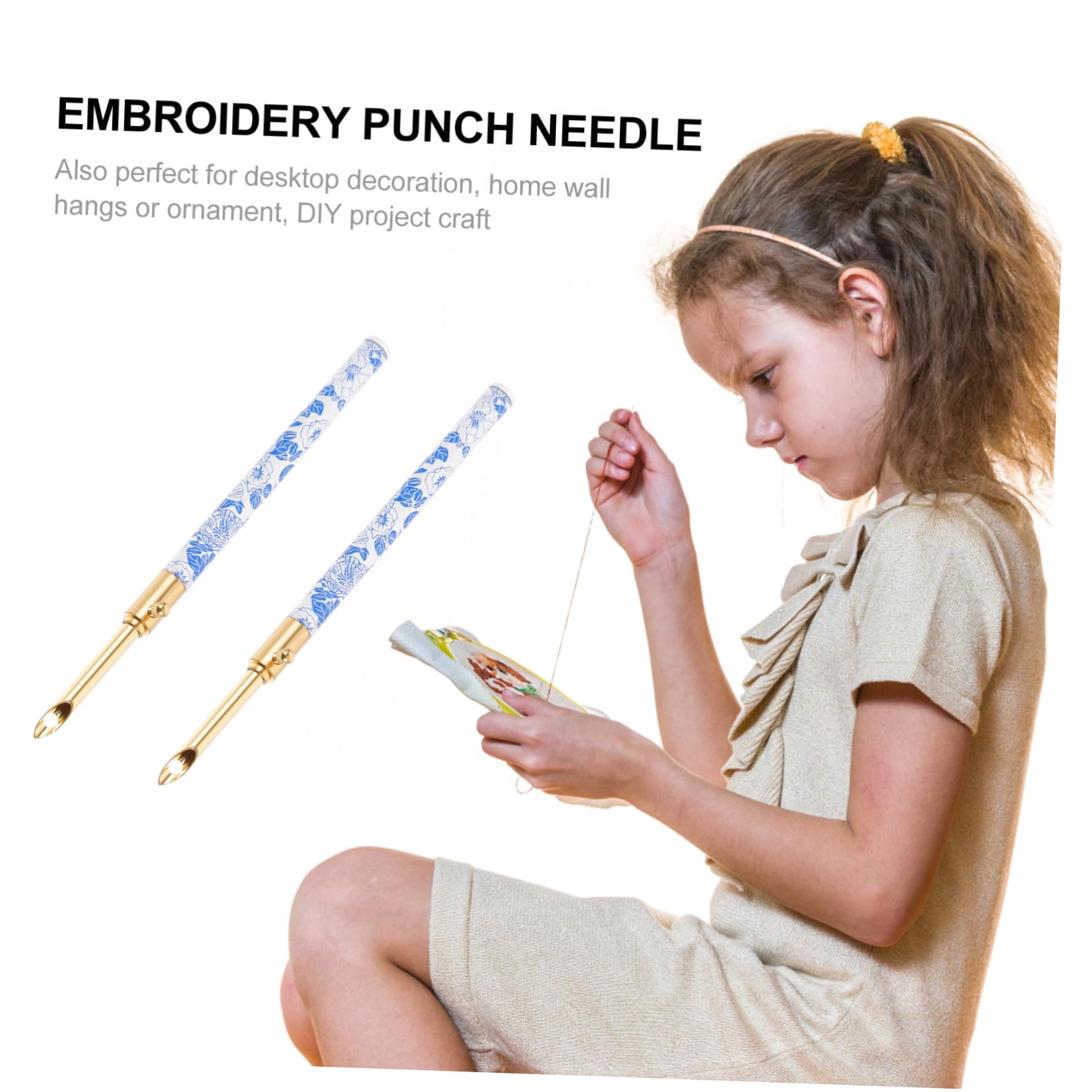 LALAFINA 2pcs Metal Punch Needle Set for Embroidery Punch Embroidery Kit h Hoop Accessories