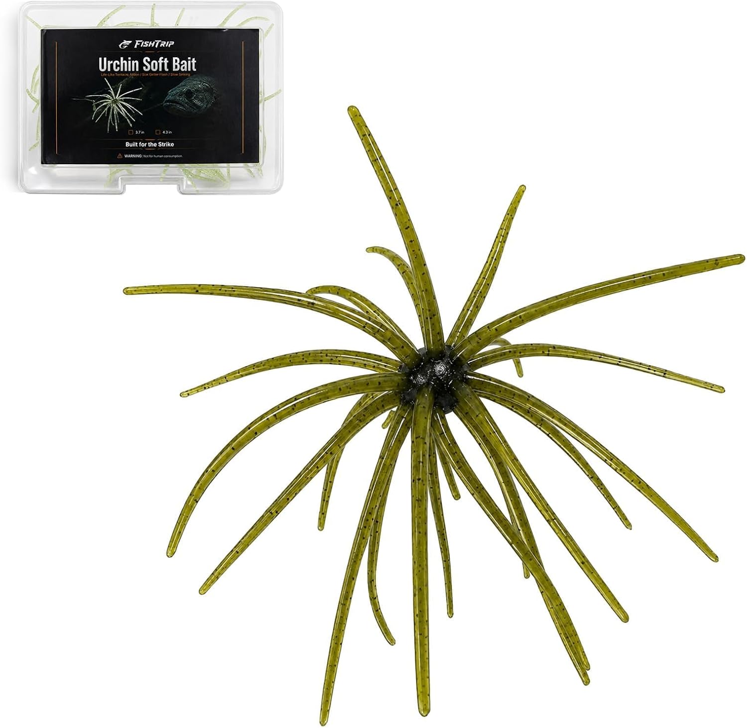  Soft Urchin Baits for Bass Fishing, Creature Bait Dice Bait | Floating TPE Sea Urchin Bait with Lifelike Tentacles for Wacky, Ned, Drop Shot & Neko Rigs, 3.7in 10PCS / 4.3in 6PCS