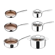 MasterPRO GIRO – Set di pentole – Include pentole e padelle – Acciaio inox – Rivestimento antiaderente – Adatto per il forno e per tutti i piani cottura