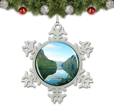 Norway Sognefjord Bergen Christmas Ornament Tree Decoration Crystal Metal Souvenir Gift