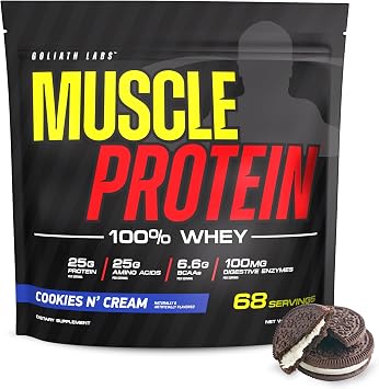 Muscle Whey Protein Powder Flavored, Cookies & Cream, 5 Pound (pack of 1)