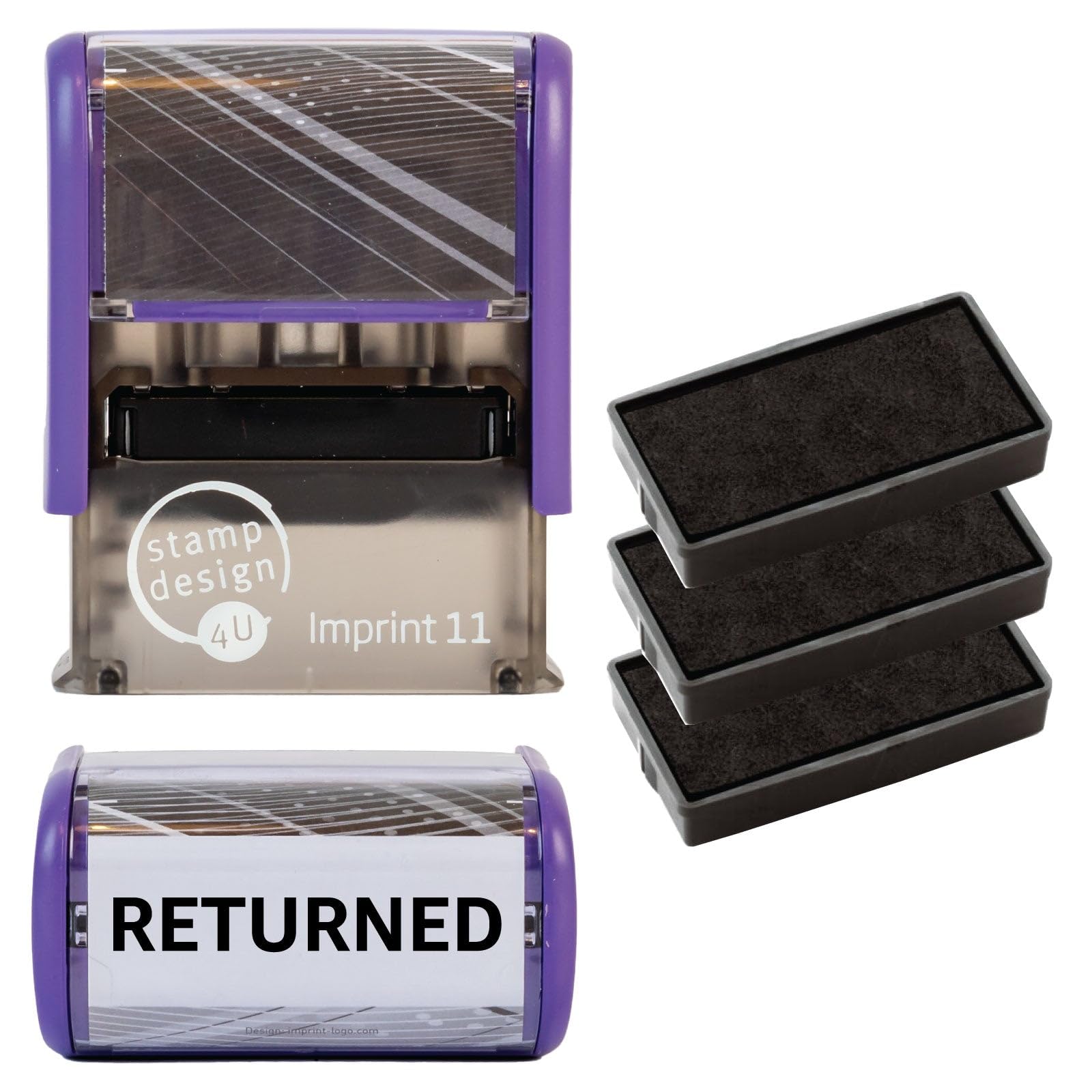Returned Self Inking Rubber Stamp for Stamping Your Returned Documents - Black Returned Stamp with 3 Extra Inkpad