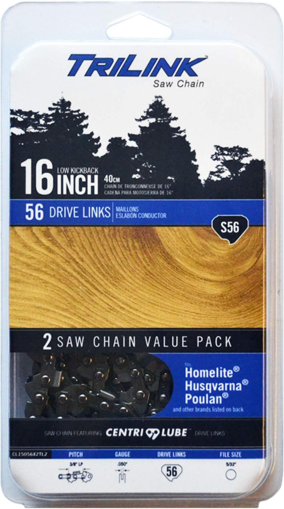Trilink Saw Chain CL15056X2TL2 16" Chain S56 Twin Pack