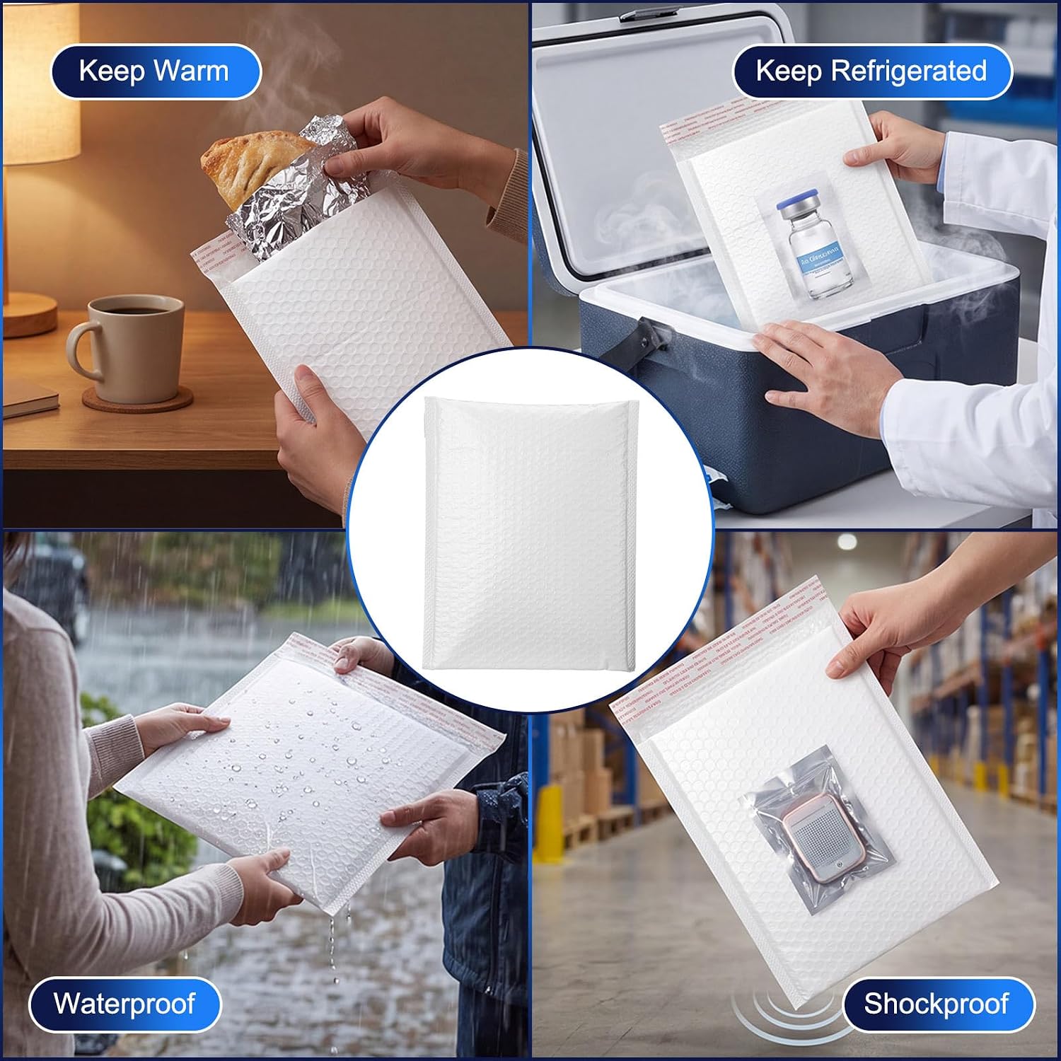30 Pack Reusable Insulation Bags Set Bulk, Matte, White image 4