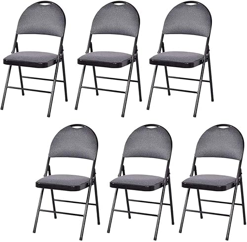 Miniatura 7 de S AFSTAR Paquete de 6 sillas plegables acolchadas con asiento acolchado tapizado y respaldo para silla de fiesta de boda, oficina en casa, Gris,Beige
