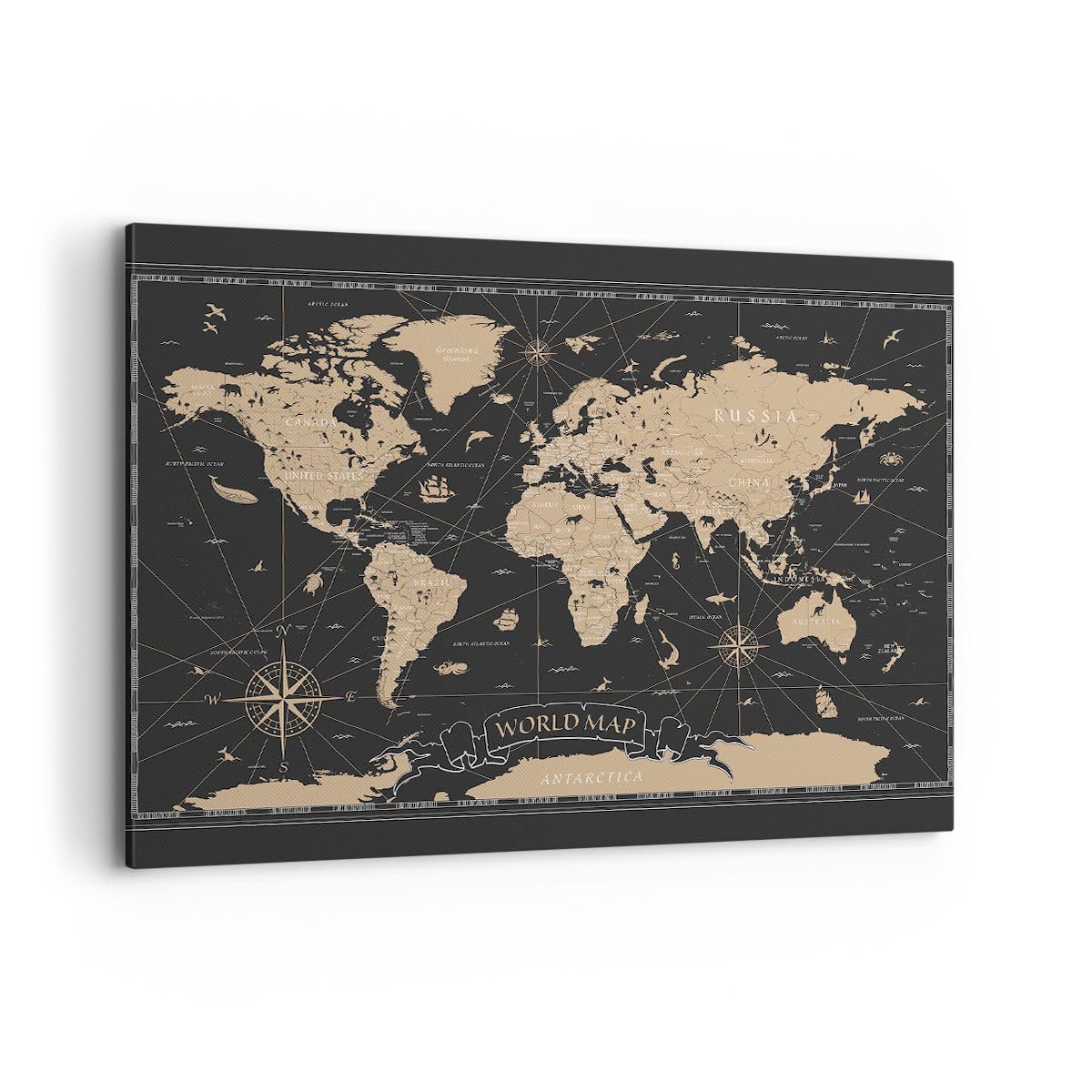 Lienzos decorativos 100x70cm Cuadro Sobre Lienzo Moderno Mapa Del Mundo Antiguo Retro Grande Dormitorio Cocina Cuadros Pared Imágenes Cuadros Decoracion Salon Wall Art Prints Decor AA100x70-5430