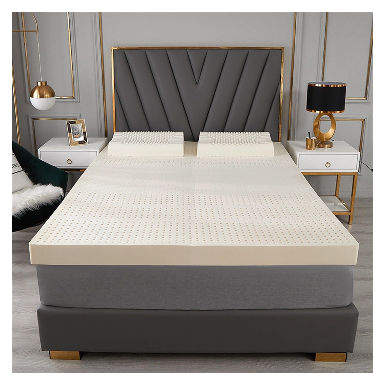 Mattress Topper Queen Green Pure Natural Latex Foam Mattress Foldable Household Single And Double Fast Rebound Mattress Latex