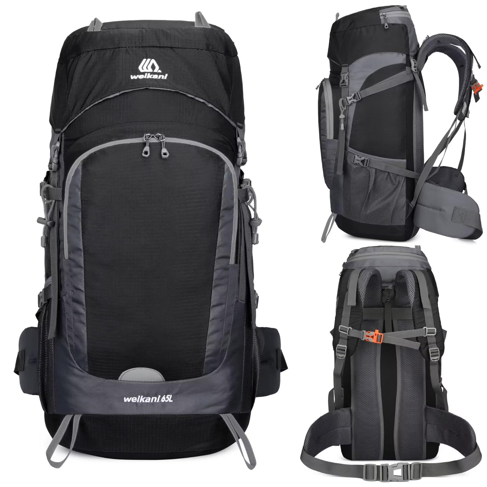 Mochila de senderismo de 65 litros con cubierta para la lluvia, mochila ligera para camping, mochila grande de senderismo para hombres y mujeres, mochila impermeable para viajes al aire libre