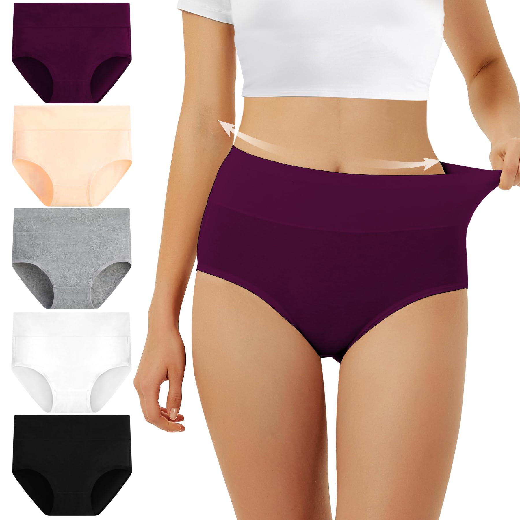 FALARY Mutande Vita Alta Donna in Cotone, Pacco da 5