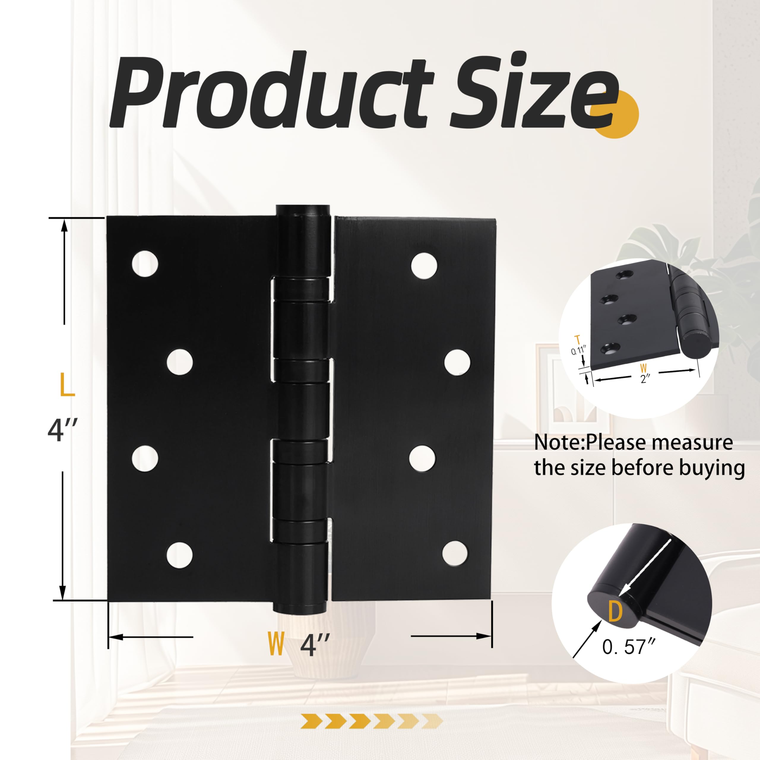 Condition photo showing New/Like New for 18-pack 4 inch x 4 inch black door hinge heavy duty for door | fits for in/out door hinge with square corner ball bearing, 0.11" thickness stainless steel, with 144 screws (matte black)