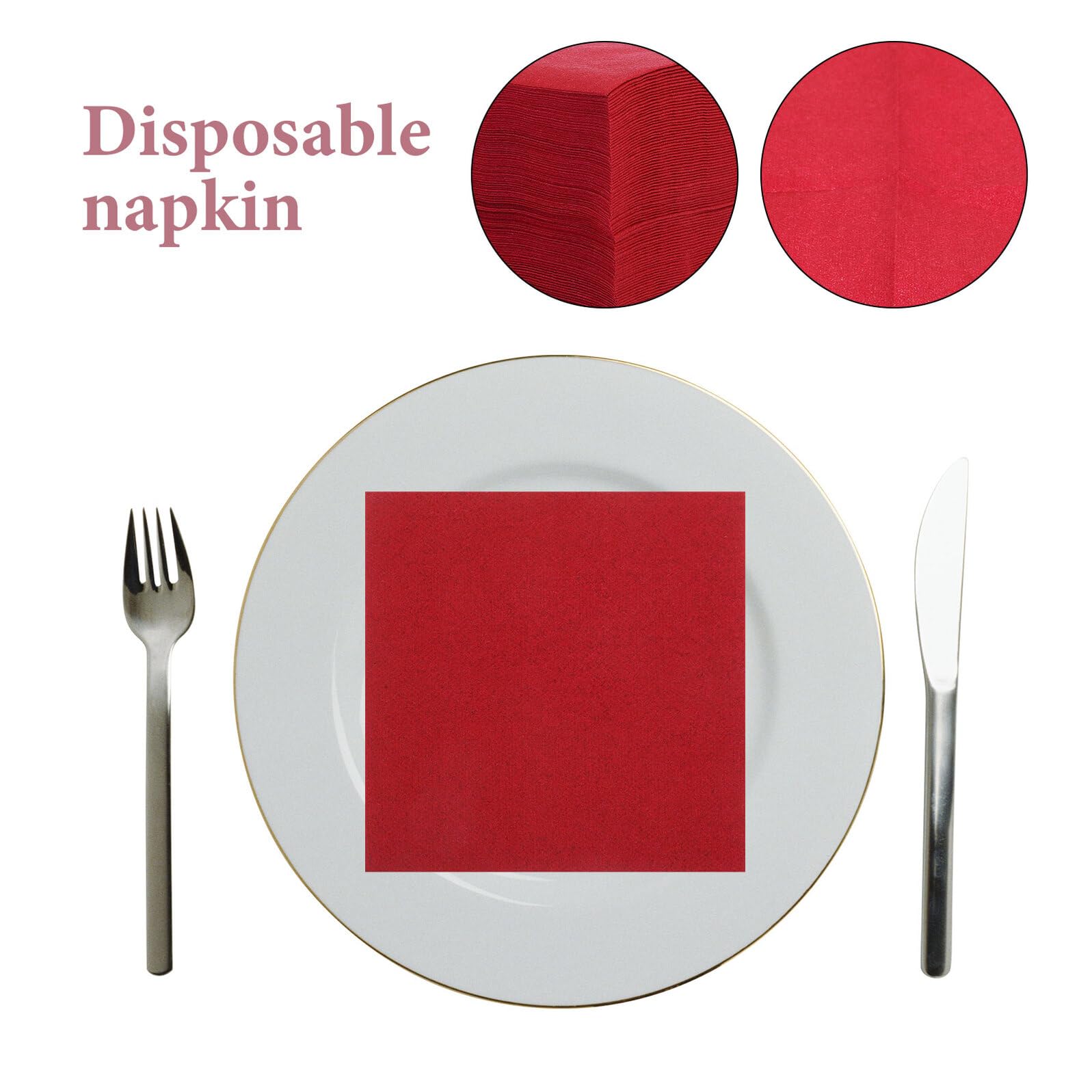 150 Servilletas de Papel Rojas para Fiesta de Vino y Cena, Ligeras y Cómodas, Tamaño 20x20 Cm para Eventos Obsequios