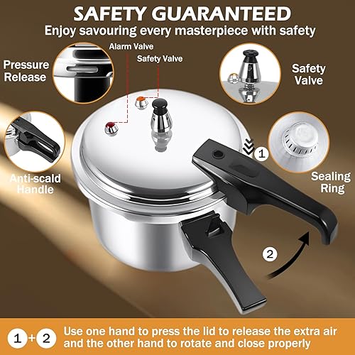 Miniatura 4 de Olla a presión de aleación de aluminio de 3.17 cuartos de galón, olla de cocción a presión pequeña de 7.1 in7 pulgadas, ollas a presión de 3 litros