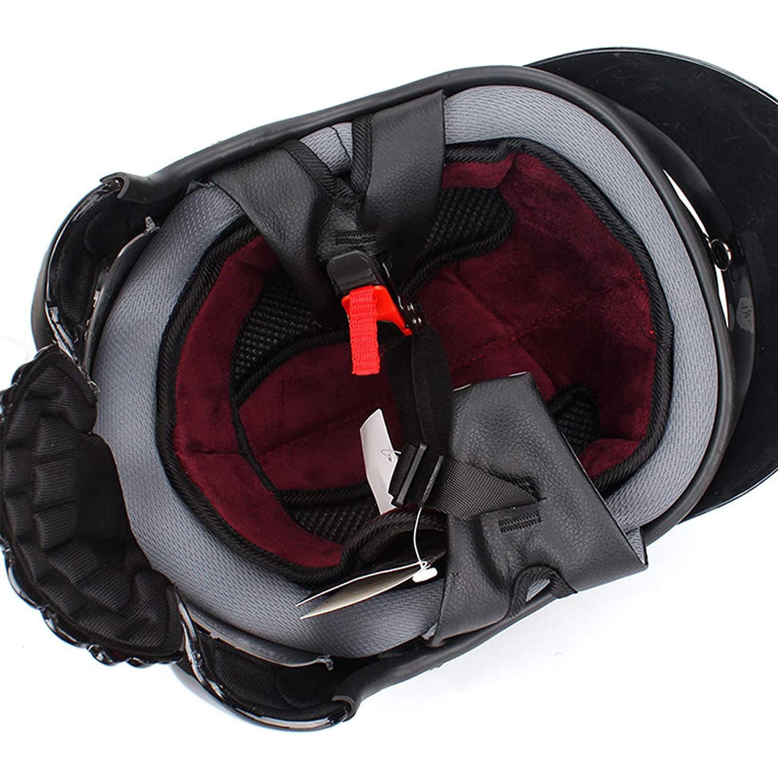 Casco de Moto Unisex con Calavera Retro, Casco de Moto de Cara Abierta, Casco de Scooter Personalizado con Guantes, Aprobado por ECE, para Todas Las Estaciones