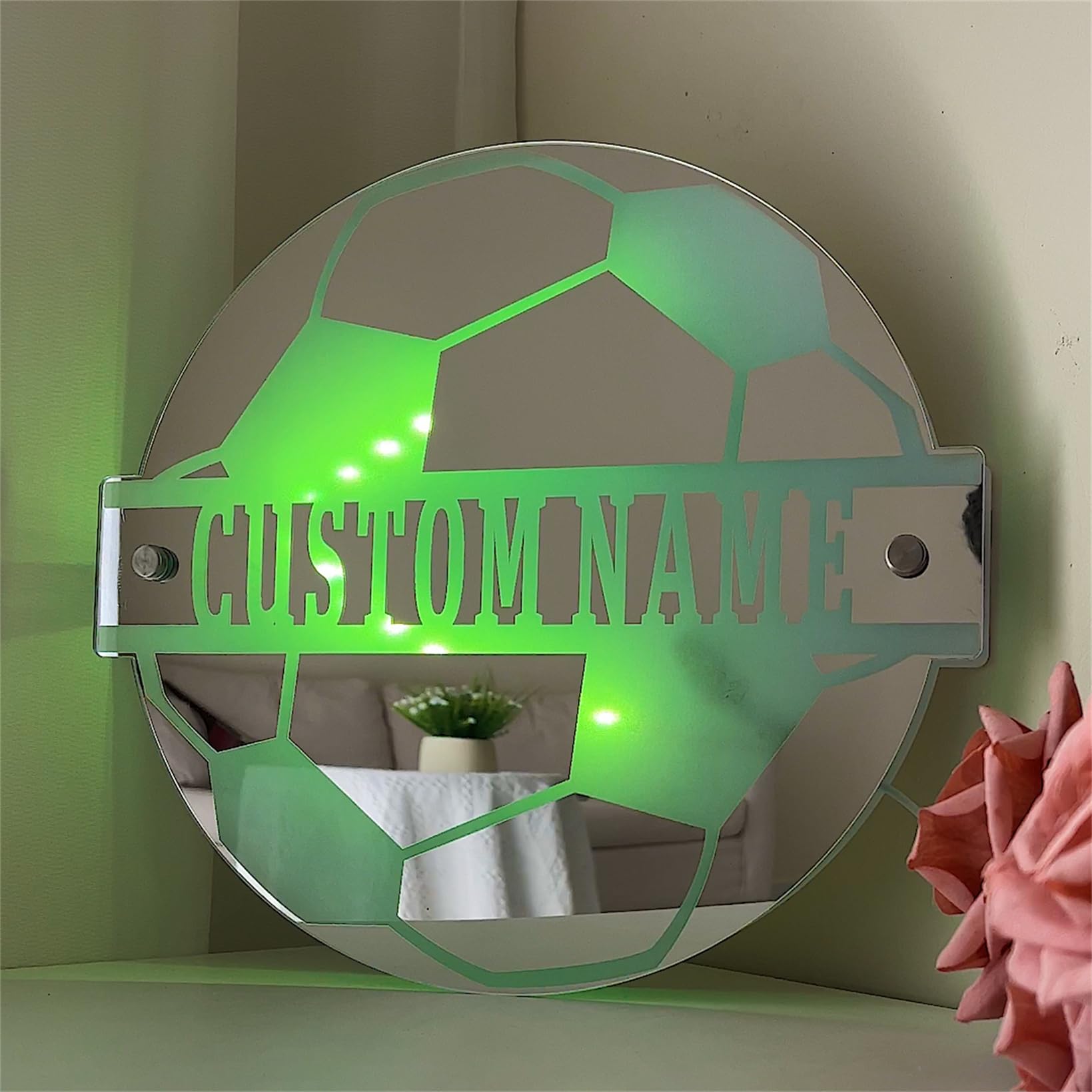 Maglia da calcio personalizzata Luce a specchio Nome della maglia personalizzata Numero uniforme Specchio da parete a LED Decorazione della camera da letto Regali per uomo ragazzo  15