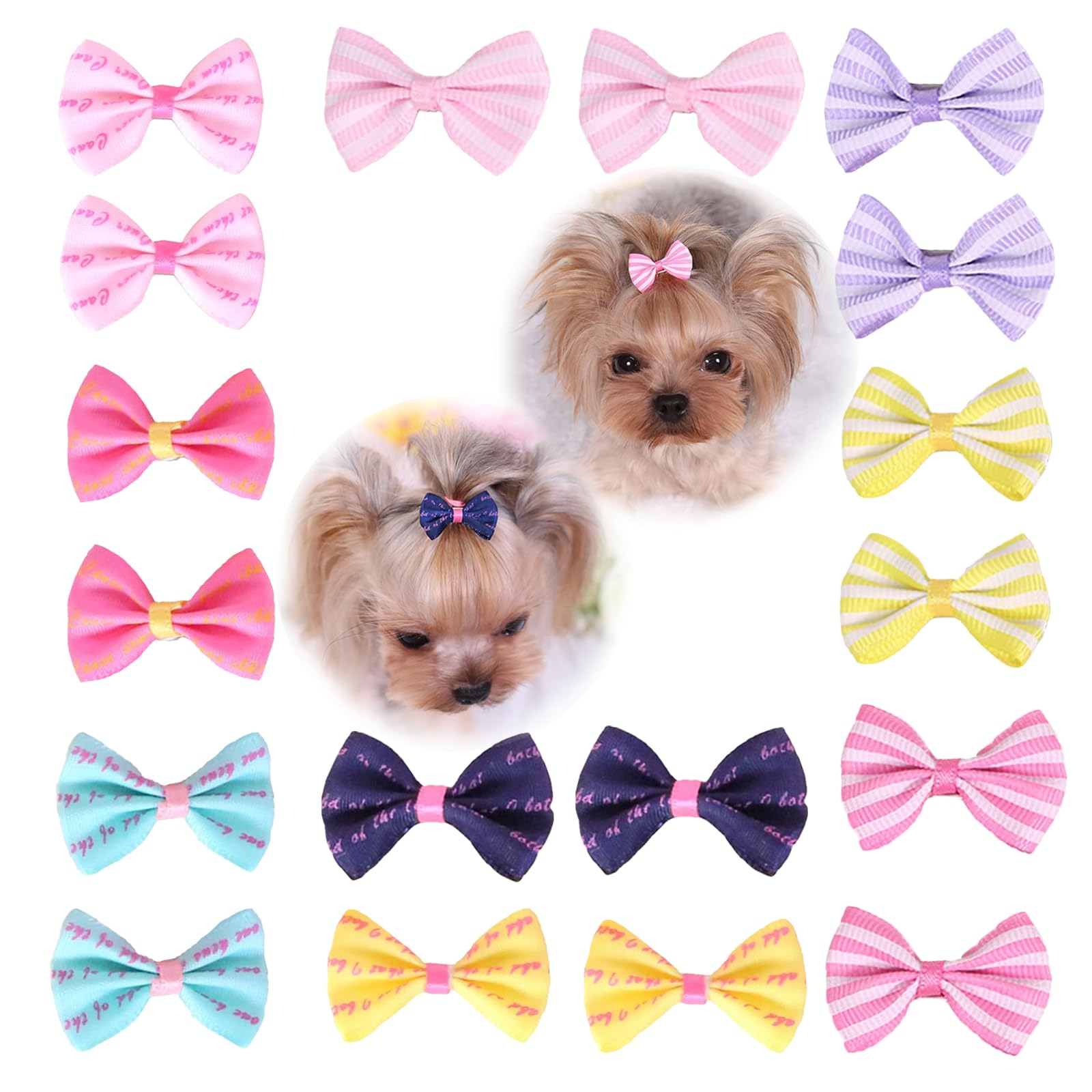 Lopsity 18PCS Dog Hair Bows Hairpin Hair Clips Pet Cat Puppy Dog Hair Clips Small Bowknot Hair Bows with Clips Cuter Better Puppy Hair Bows (A)