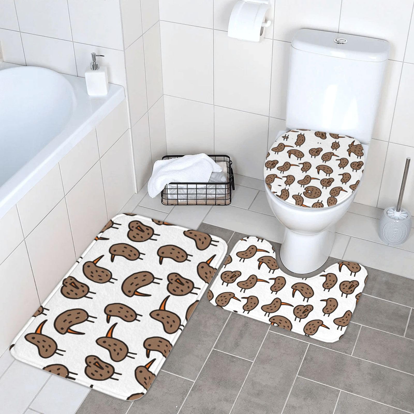 Alfombra de baño Kiwi Birds antideslizante que evita resbalones en superficies húmedas
