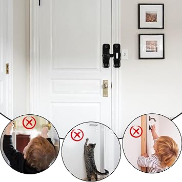 90/180 Degree Door Lock, 2 PCS Portable Flip Sliding Barn Door Lock Security Small Gate Latch for Garden Bathroom Kitchen Cabinet Window Push Sliding Doors (Black, Grey)