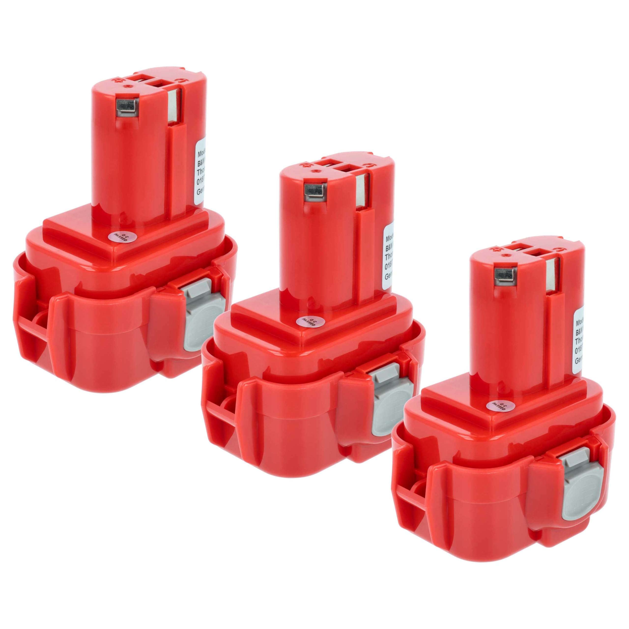 vhbw 3x batteria compatibile con Makita 6796FD, 6797D, 6791DW, 6792DW, 6706DWA, 6791D, 6793D, 6794D, 6796D utensile elettrico (3000 mAh, NiMH, 9,6 V)