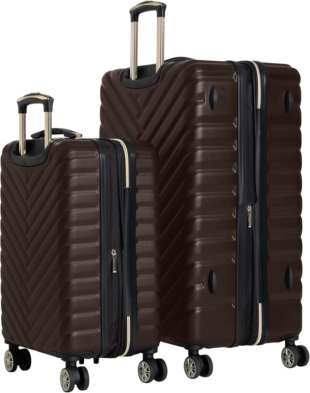 Kenneth Cole REACTION Madison Square Lightweight Hardside Chevron Expandable Spinner Luggage, Chocolate Brown, 2-Piece Set (20" & 28")