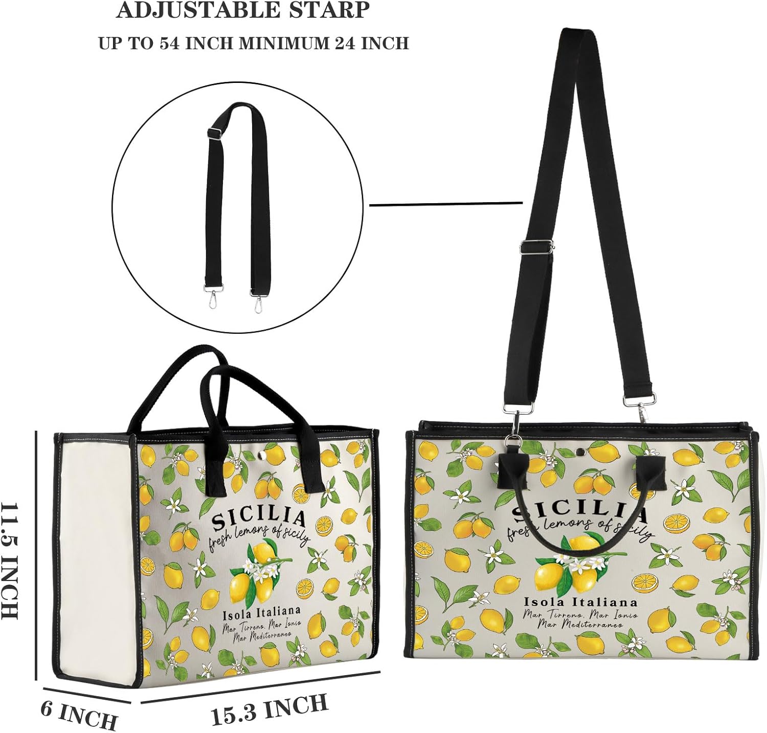 Zuo Bao Sicily Lemons And Limoncello Sicilia Island Italy Gift Sicily Tote Bag Lemon Shoulder Bag Travel Lover