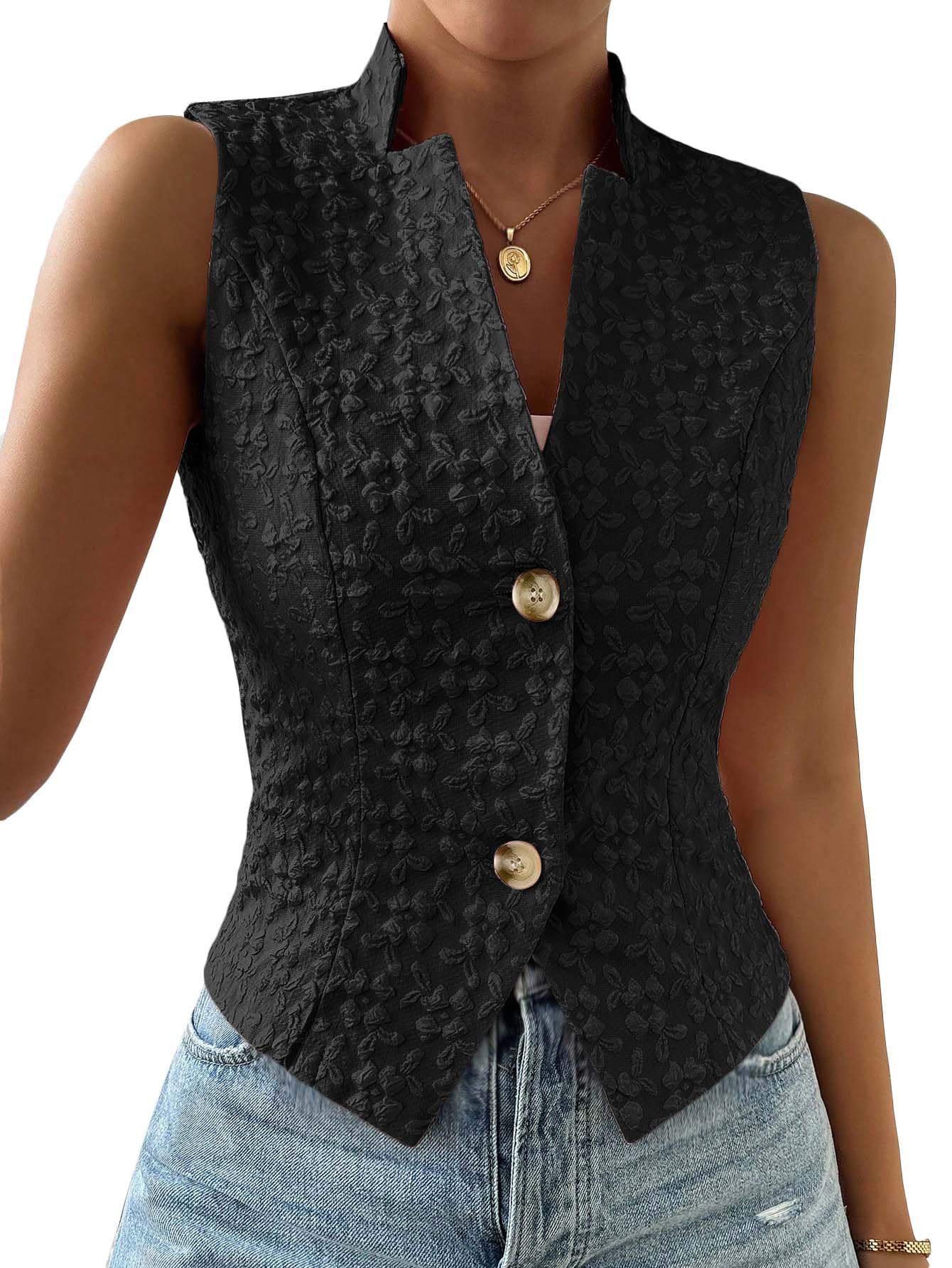 mina self Women's 2026 Summer Lightweight Knit Vest Top - Breathable Stretchy Floral Trendy Casual Work Office Slim Waistcoat-picture-25