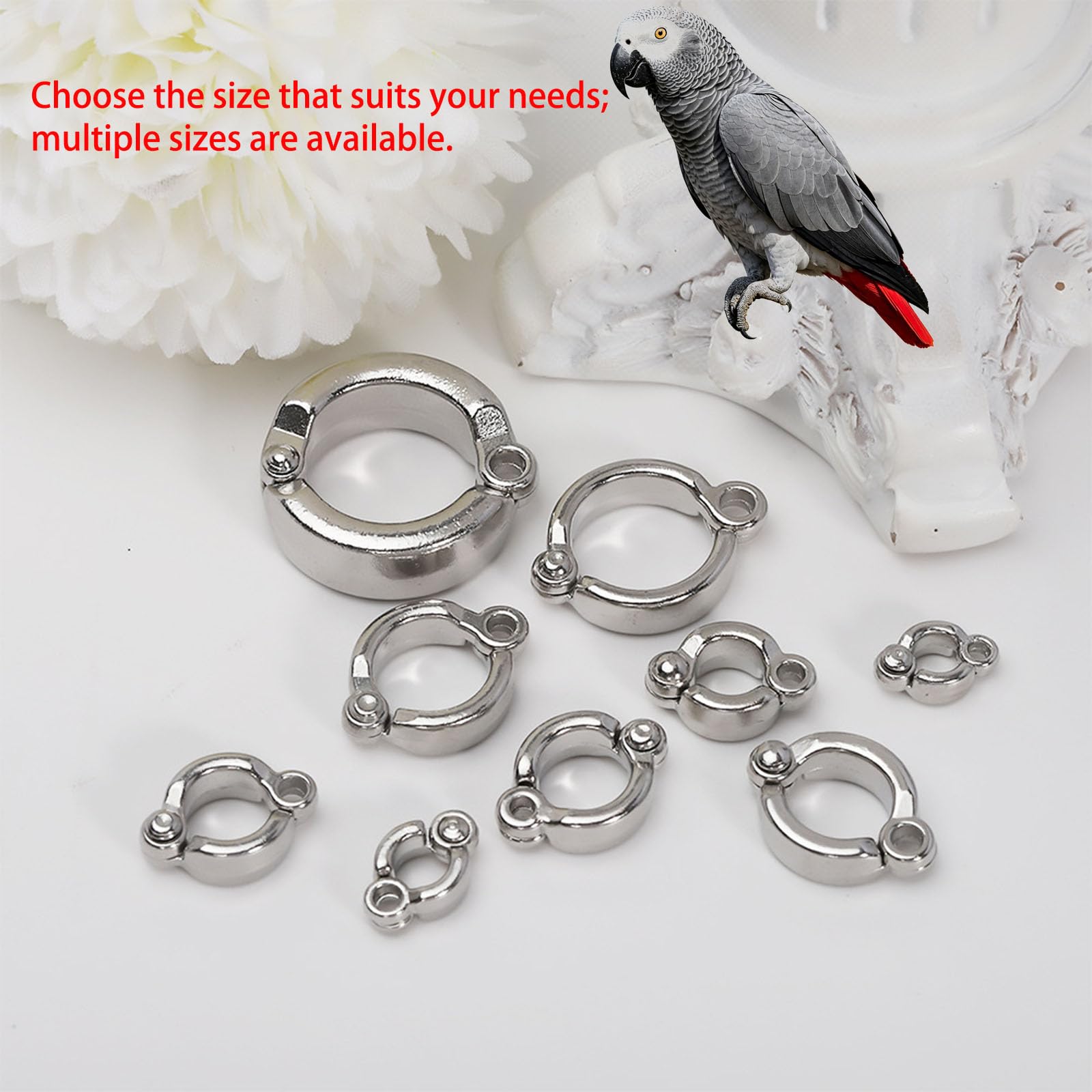 pájaro con las piernas cerradas, Tobilleras de Metal for patas loro, Clip Se for entrenamiento moscas al aire libre, identificación 4-15mm, 10/50/100 Uds(100 pieces,15mm)