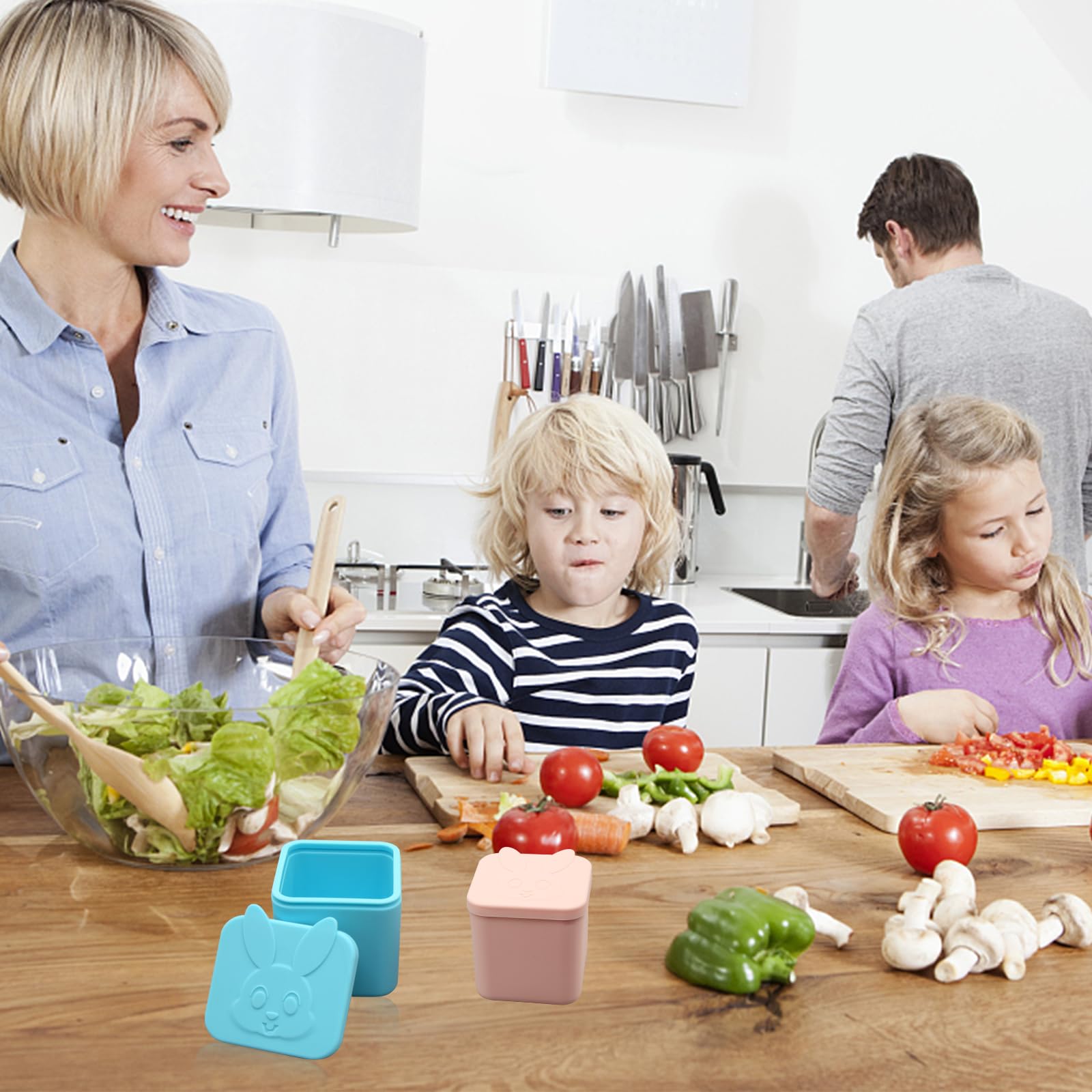 2 contenitori per condimenti per insalata per pranzo, contenitori per salse contenitori per condimenti per insalata per scatola del pranzo, contenitori per snack in silicone contenitori (rosa, blu