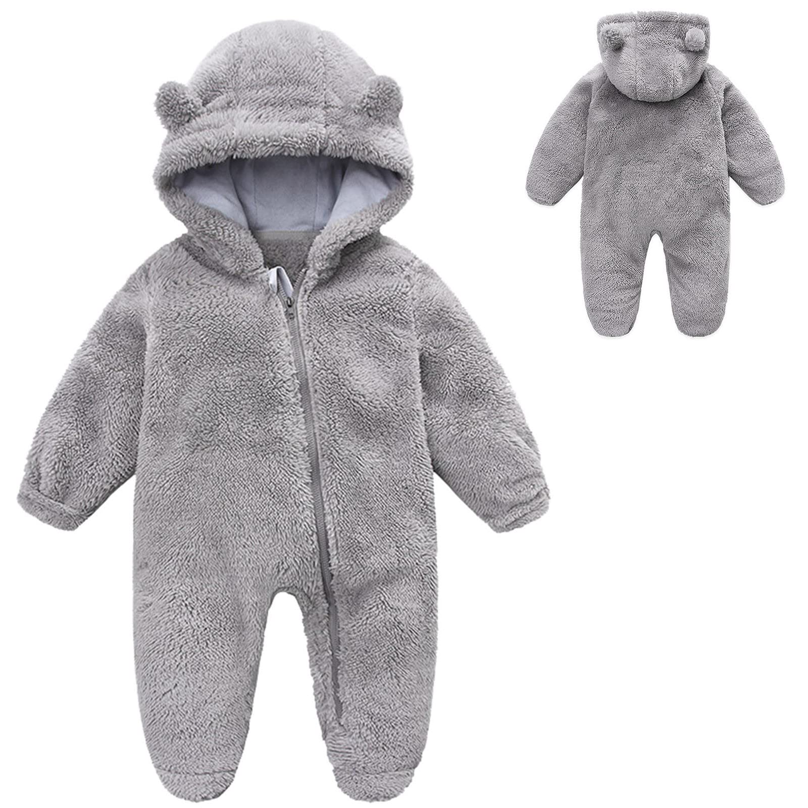 Traje De Nieve Para Bebé Recién Nacido JiAmy | Forro Polar, Con Capucha Y Pies, 0-18 Meses, Invierno