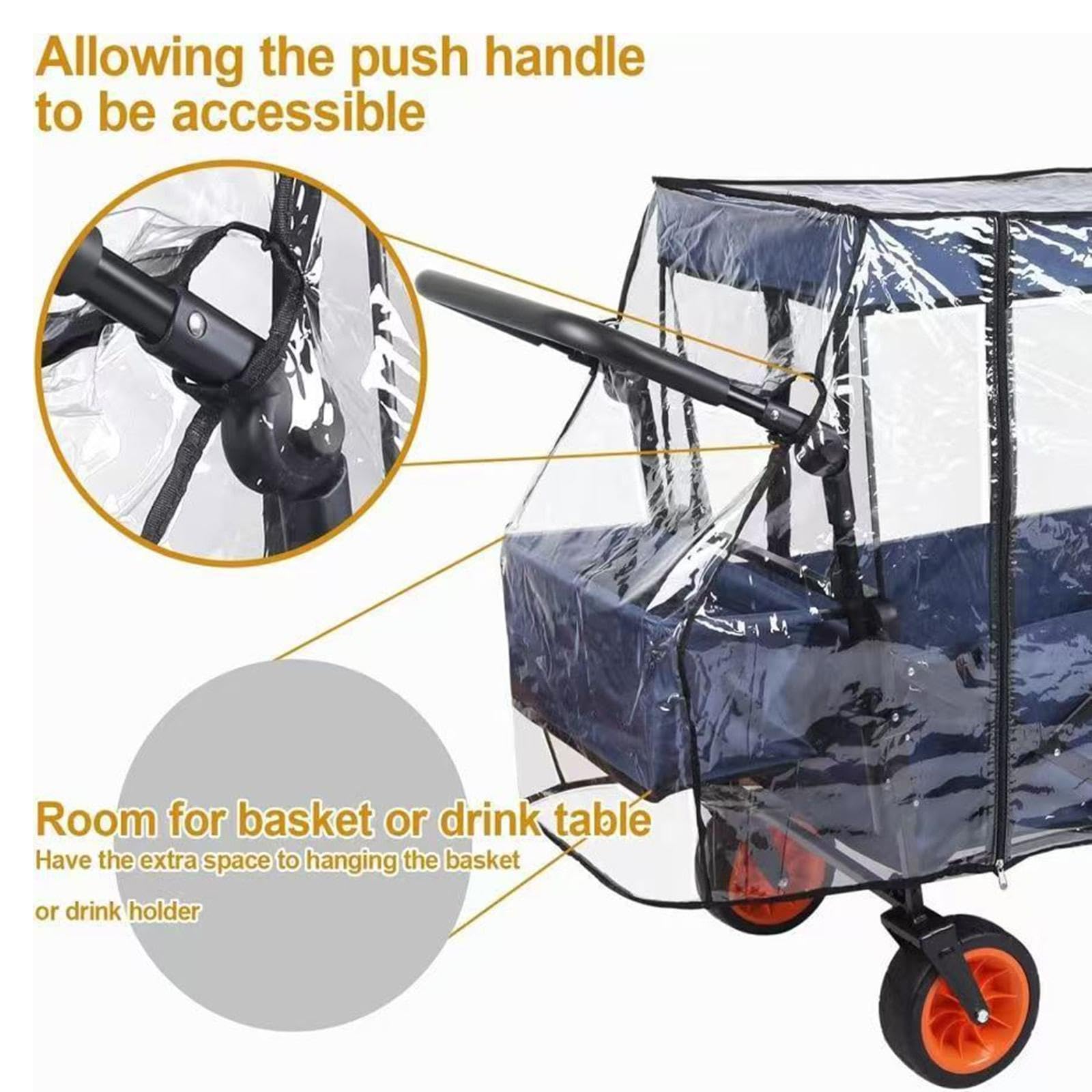 Housse de Pluie Portable et Imperméable pour Chariot à Pousser et à Tirer,