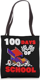 100 Days of School Sprint Car Racing Dirt Track Student Boys Tote Bag
