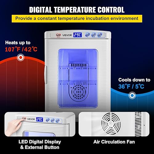 Miniatura 12 de Happybuy – Incubadora de reptiles de 845.34 fl oz (25 L), incubadora para laboratorio científico, con enfriamiento y calefacción 41 - 140 °F
