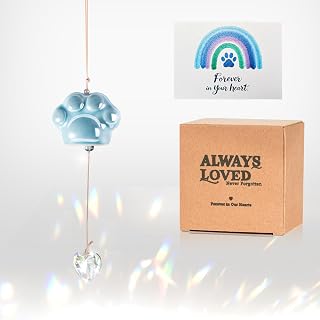 Pet Memorial Gifts for Dogs and Cats - Suncatcher Wind Chime Dog Memorial Gifts for Loss of Dog, Pet Loss Sympathy Gift, Thoughtful Pet Remembrance & Bereavement Keepsake (Blue)