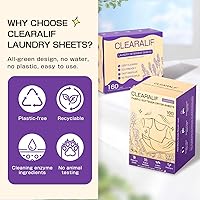 Vista 2 de CLEARALIF Kit de sábanas de detergente todo en uno, aroma a lavanda, 160 hojas de lavandería + 160 hojas de secado, juego de lavandería ideal