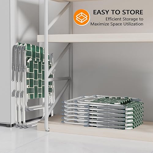 Miniatura 6 de VINGLI Sillas de césped plegables de aluminio con soporte para tazas desmontable, silla de playa alta para adultos resistente, silla de patio