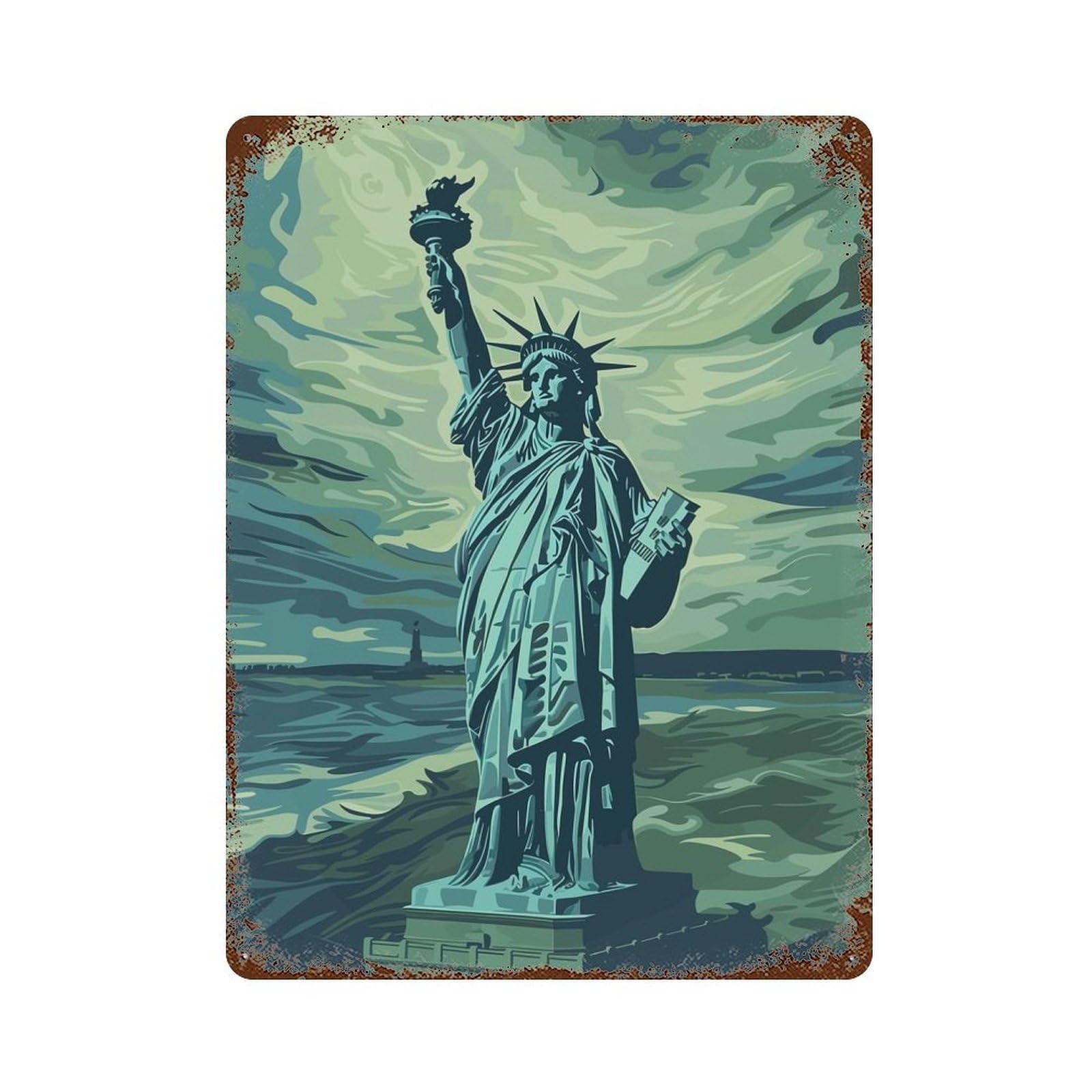 Garage Style Liberty Storm Munch Style Decorative Tin Sign 15.7"x11.8", Industrial Home Decor for Bar And Workshop