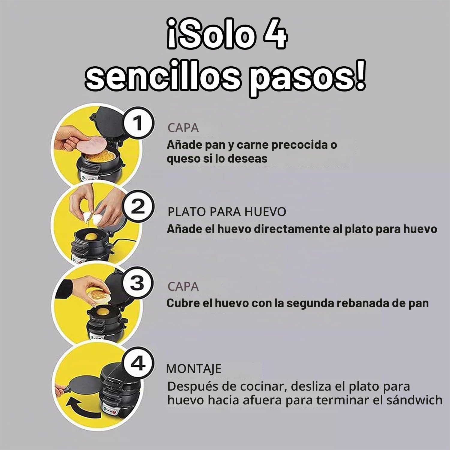 Prensacomercial para hamburguesas,sandwichera de desayuno doble con revestimiento antiadherente extraíble y lavable, completa en 5 minutos,para hacer un panini sándwich hamburguesa