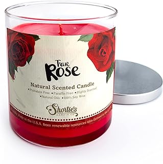 True Rose Scented Natural Soy Candle, Essential Fragrance Oils, 100% Soy, Phthalate & Paraben Free, Clean Burning, 9 Oz.