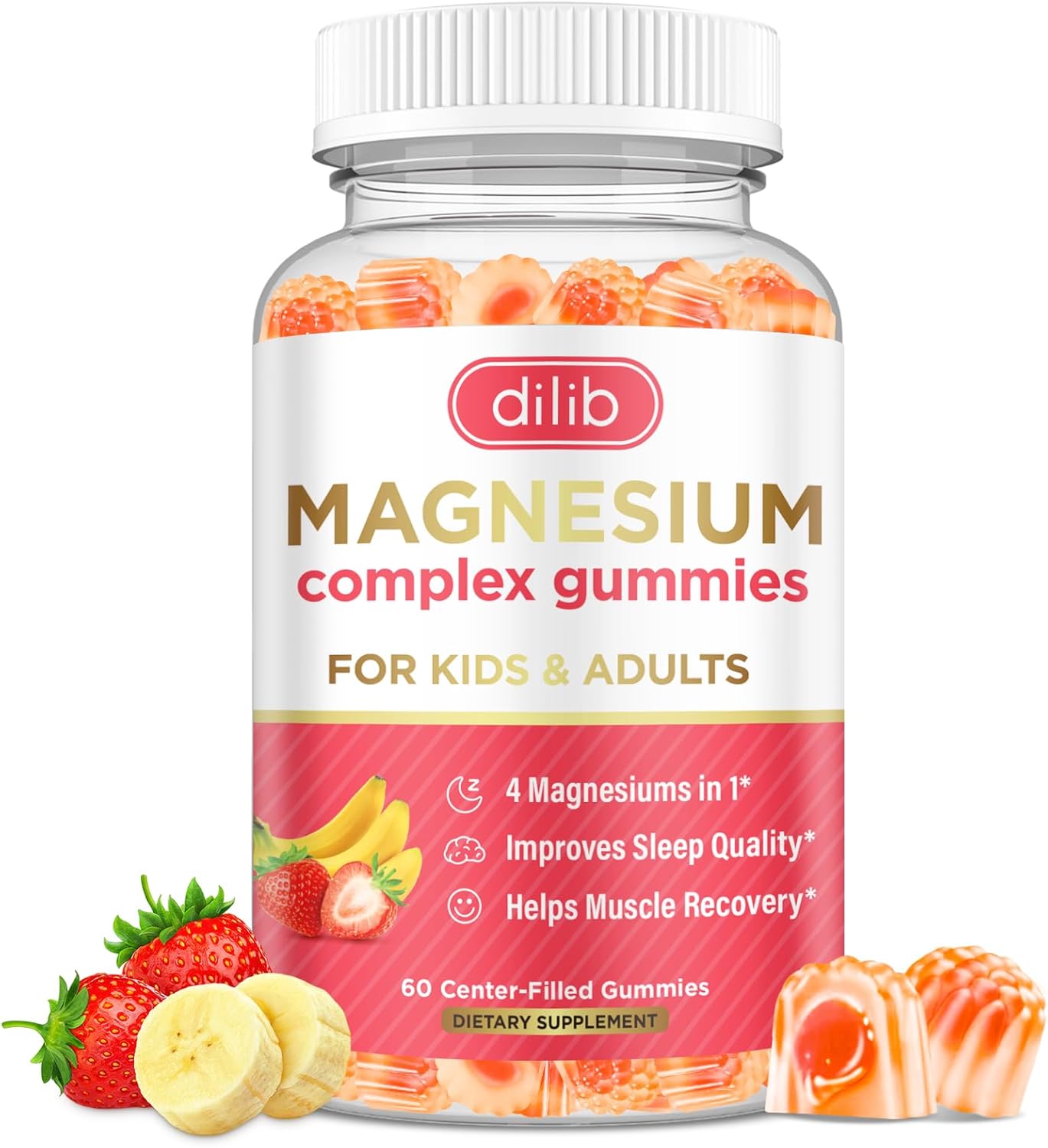 Magnesium Complex Gummies- Calm Chewable Gummies for Kids & Adults- Magnesium Glycinate, Taurate, Citrate, Malate, Supplement-Support Calm Stress Relief, Bone, Muscle, Mood Vegan, 120ct