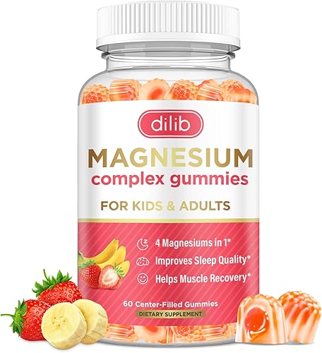 Gomitas de complejo de magnesio para niños y adultos, glicinato de magnesio, taurato, citrato, suplemento de malato, ayuda a aliviar el estrés