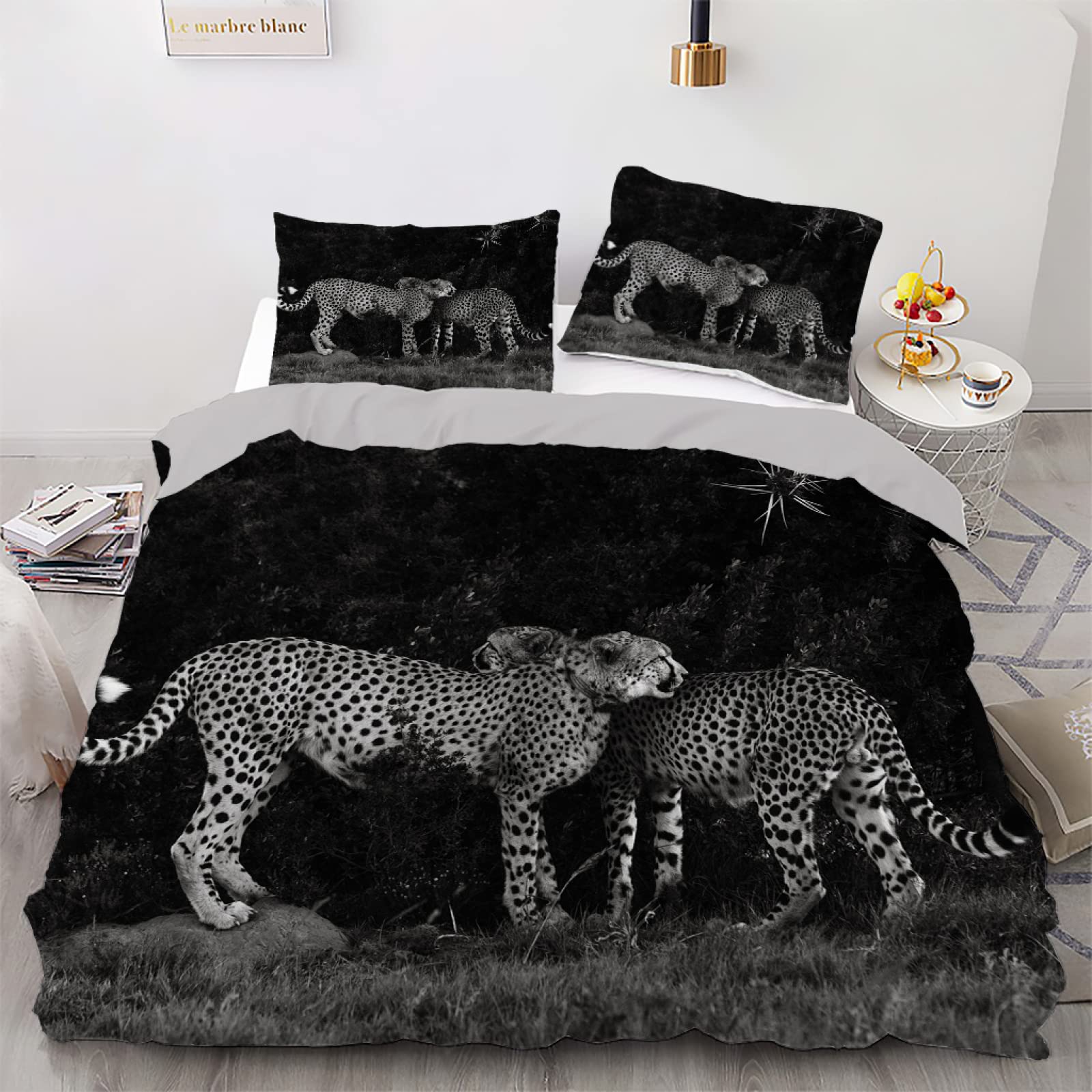 Housse de couette 200x200 Amour Noir : parure anti-glissement