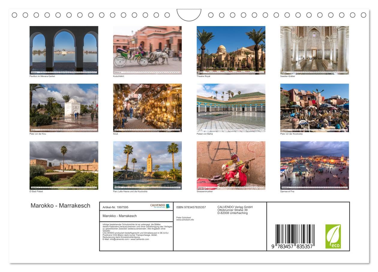 Marokko - Marrakesch (Wandkalender 2026 DIN A4 quer), CALVENDO Monatskalender: Eine der faszinierendsten Städte der Welt in einem Kalender vom Reisefotografen Peter Schickert. (CALVENDO Orte)