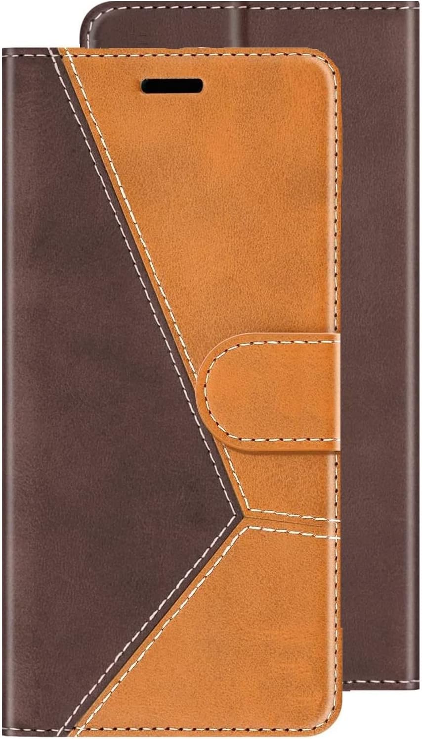 ClickCaseTrend Series for Tecno Spark 8 Pro Leather Wallet Flip Case Magnetic Closure Flip Cover for for Tecno Spark 8 Pro (Tan & Brown)