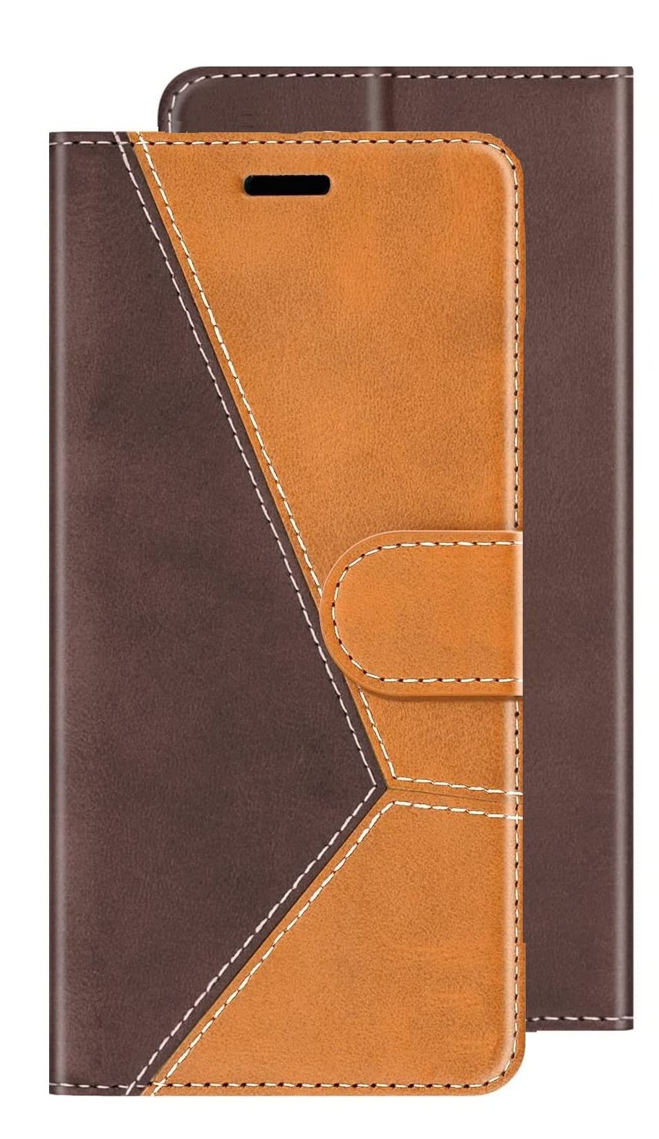 ClickCaseTrend Series for Tecno Spark 8 Pro Leather Wallet Flip Case Magnetic Closure Flip Cover for for Tecno Spark 8 Pro (Tan & Brown)