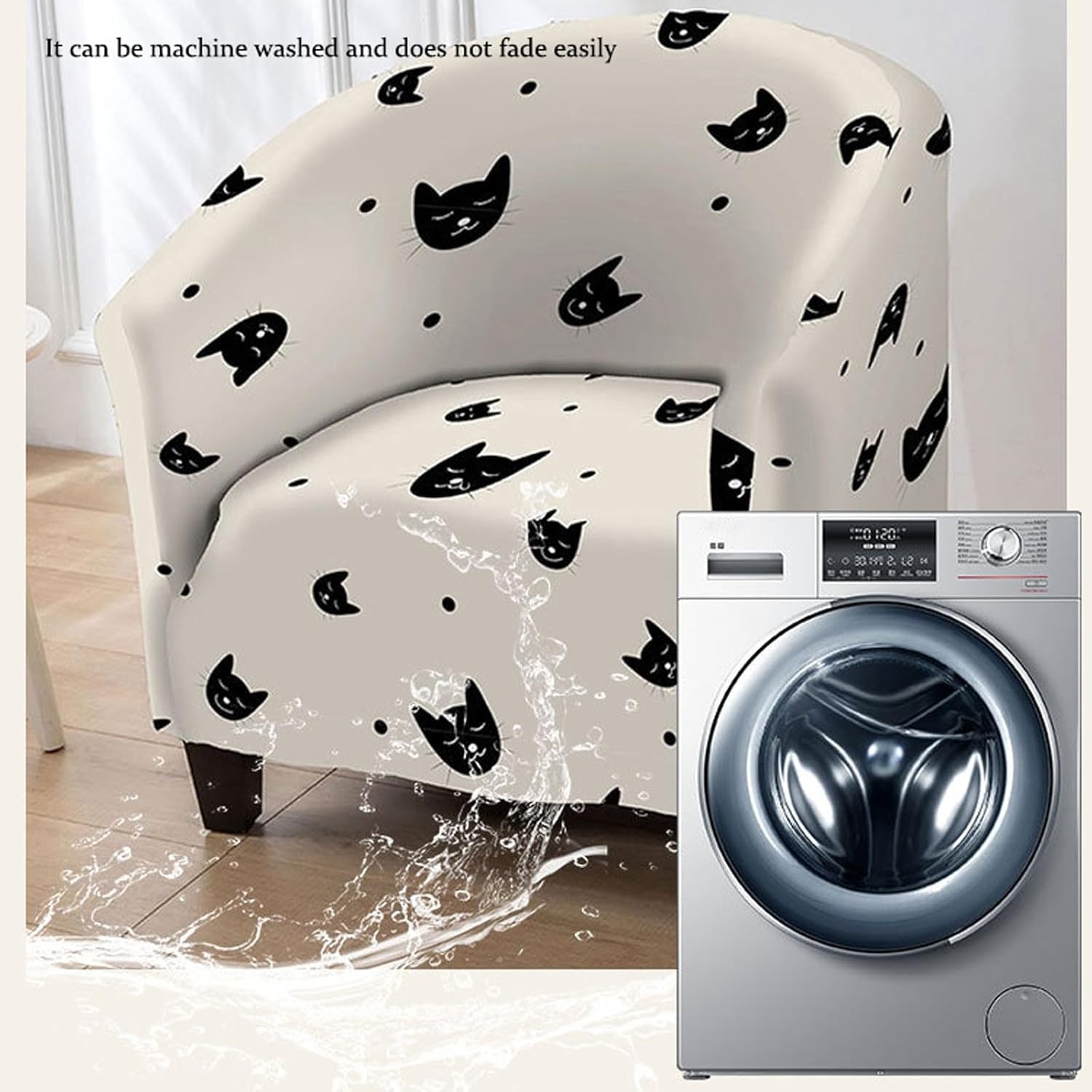 PEKJI Halloween Club Chair Slipcover Tub Chair Covers for Armchairs Stretch Armchair Slipcovers Washable Wing Back Covers(A03)