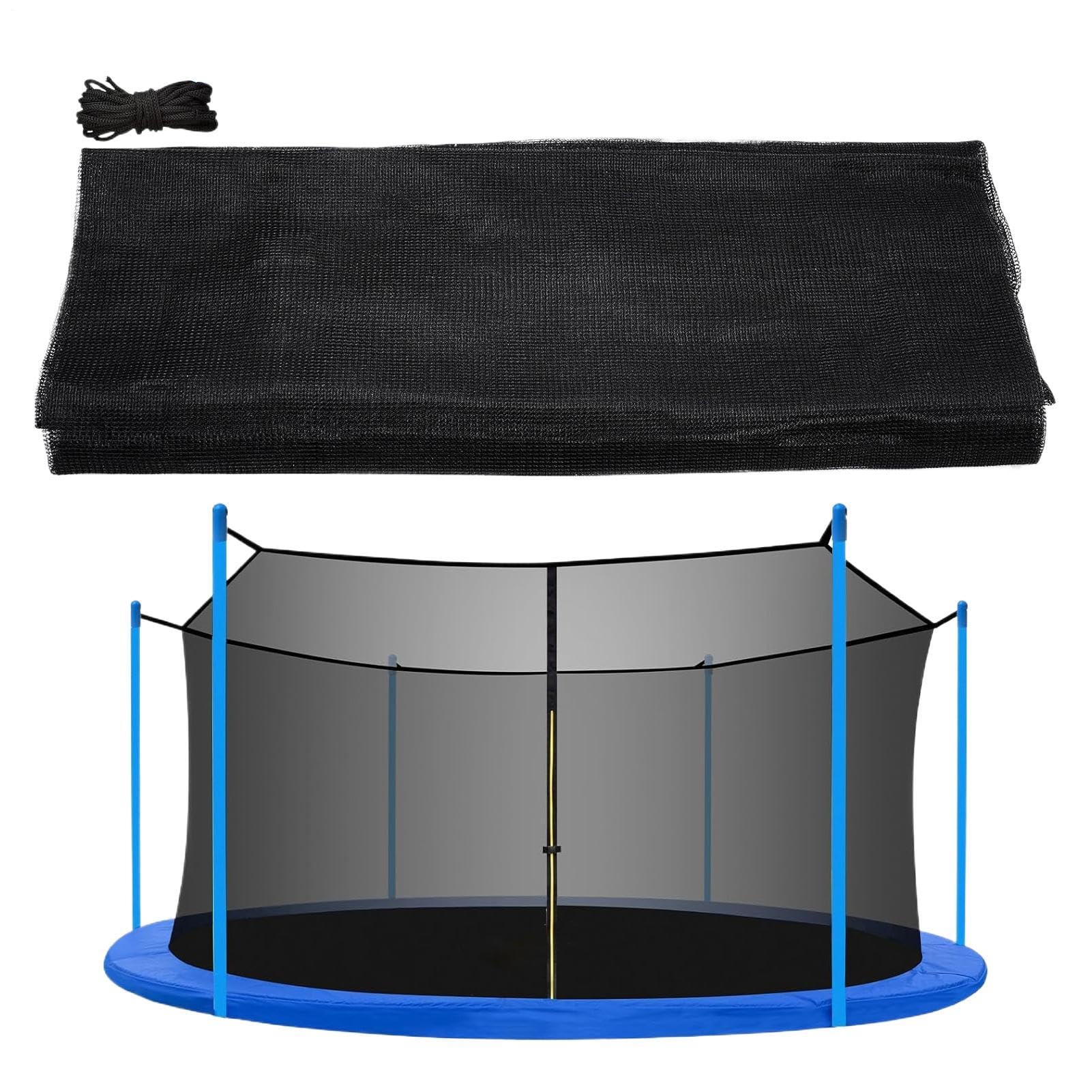 Generisch Trampolinnetz-Ersatz – Rundrahmen-Sicherheitsbarriere, verstellbarer Riemen, sichere Umrandung | Schützender Sprungbereichsschutz, Outdoor-Freizeitzubehör für Hinterhof-Trainingsgeräte