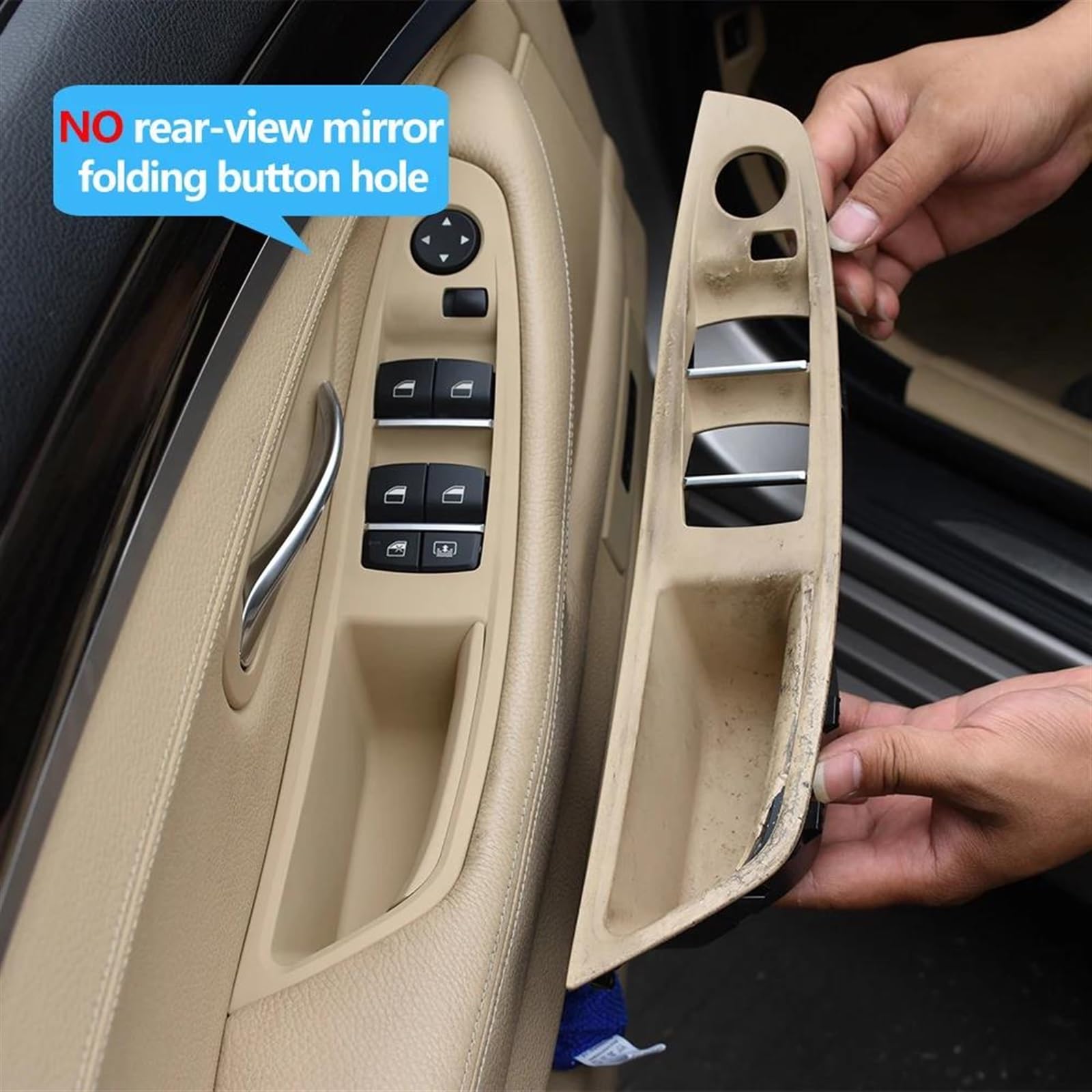 Maniglia Bracciolo Porta Interna Con Interruttore Per BMW Serie 5 F10/F11/F18 (2010-2017) – Guida A Destra (RHD), Beige, Senza Pulsante Specchi