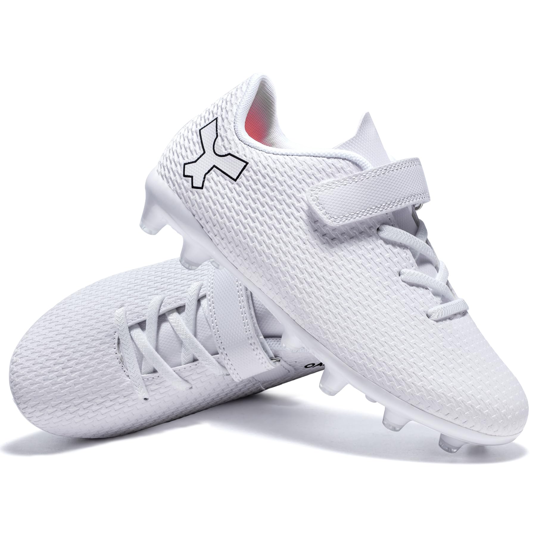 ZGWULZNGL Kids Soccer Shoes Professional Soccer Cleats Girls Soccer Cleats Shoes for Boys Training Firm Ground,White