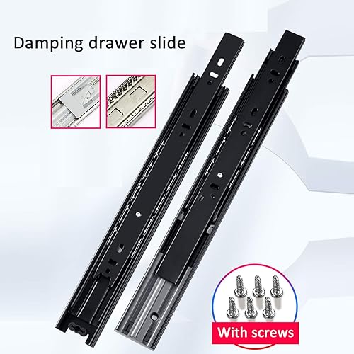 Miniatura 8 de 1 par de corredores de cajón para el hogar con cierre suaveautocierre, rodamientos de bolas silenciosos, capacidad de 99.2lbs, para armarios,