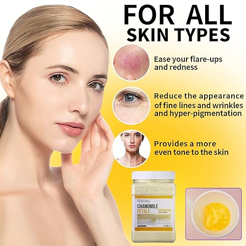 Miniatura 2 de Máscara de gelatina de pétalos de manzanilla turemica, antienvejecimiento, hidratante, cuidado de la piel de la cara, despegable, vegano,